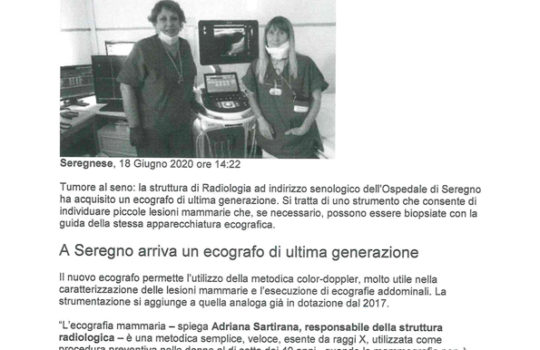Tumore al seno: a Seregno arriva un eografo di ultima generazione
