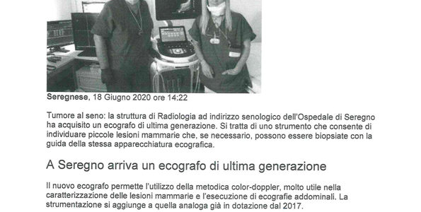 Tumore al seno: a Seregno arriva un eografo di ultima generazione